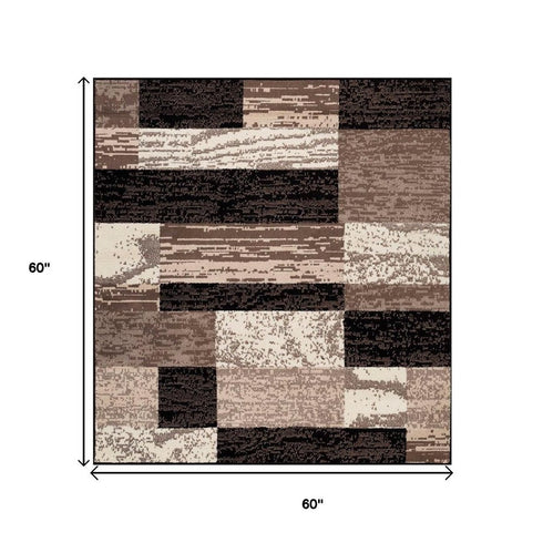 12' Black Brown And Beige Patchwork Runner Rug